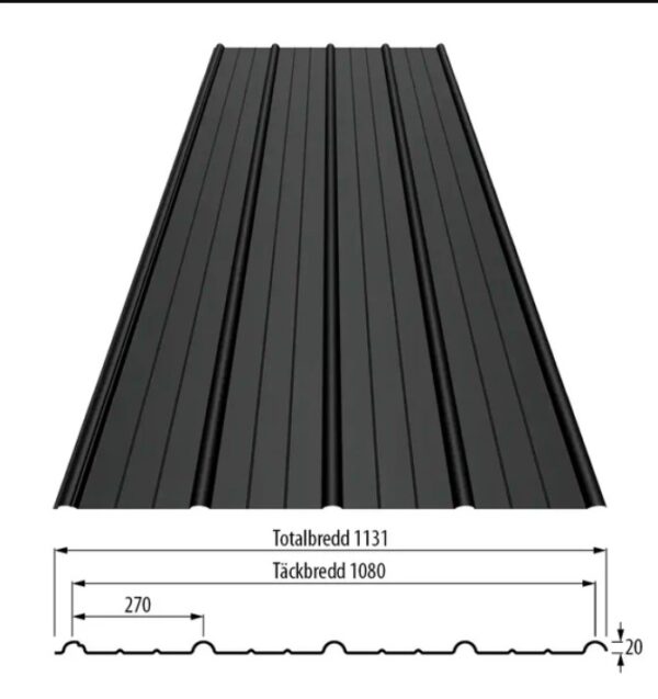 PANNPLÅT SVART 5,00m